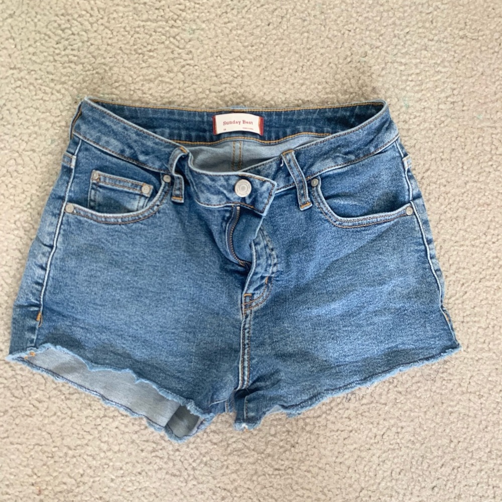 Sunday Best Medium Rise Blue Jean Shorts